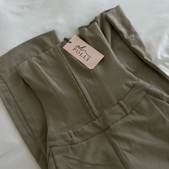 GOLDIE
Brushed Twill Bandeau Corset Jumpsuit in Taupe - Picture 5 of 5